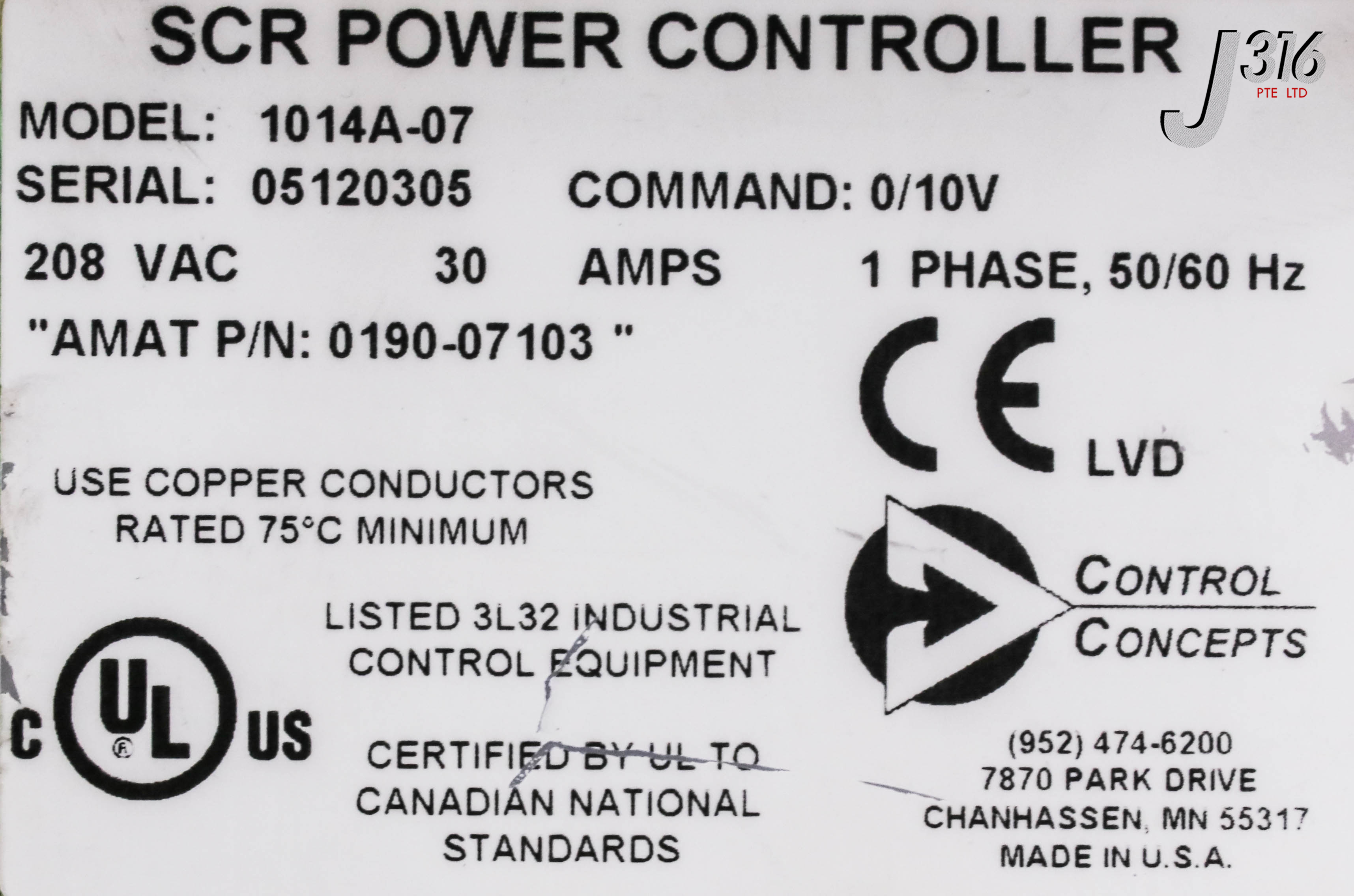 14884 APPLIED MATERIALS MODEL 1014-07 HTR DRIVER DCSXZ 0190-07103